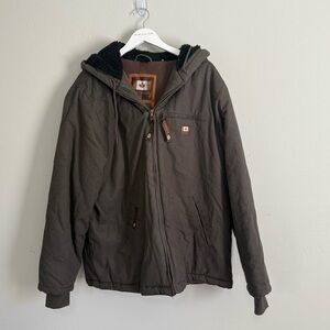 CANADA WORKGEAR Men’s Brown Heavy Barn Coat Jacket Hooded Maintains Warmth Sz XL